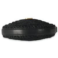 Black Raffia Round Shoulder Bag