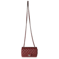 Burgundy Quilted Lambskin Mini Rectangular Flap Bag