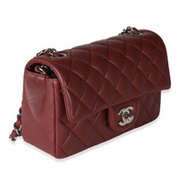 Burgundy Quilted Lambskin Mini Rectangular Flap Bag