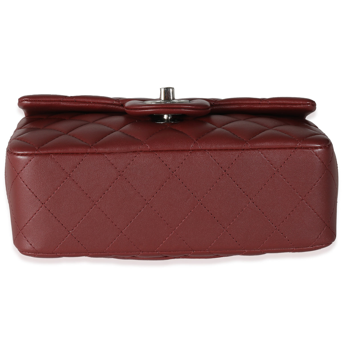 Burgundy Quilted Lambskin Mini Rectangular Flap Bag