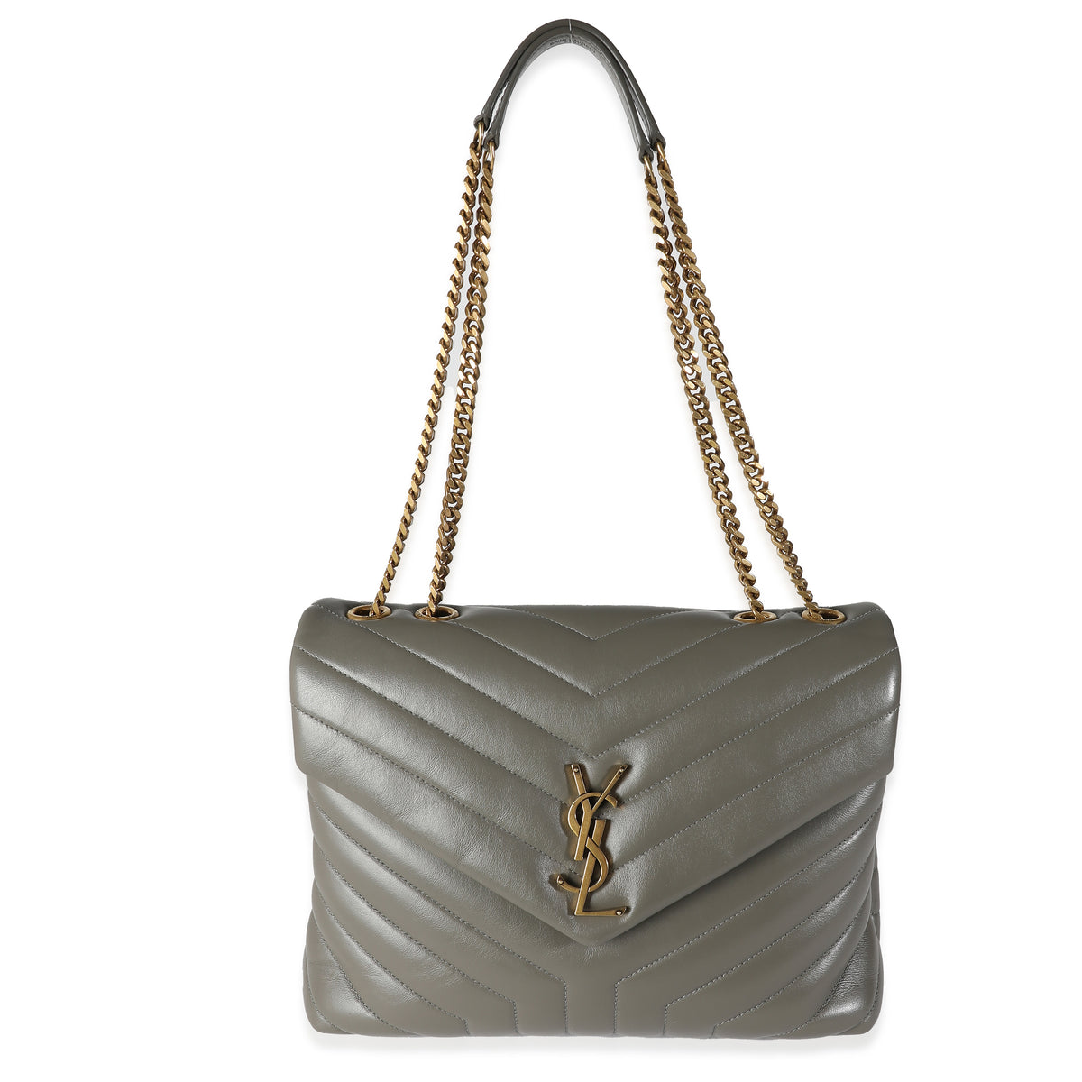 Storm Grey Quilted Calfskin Medium Loulou Bag