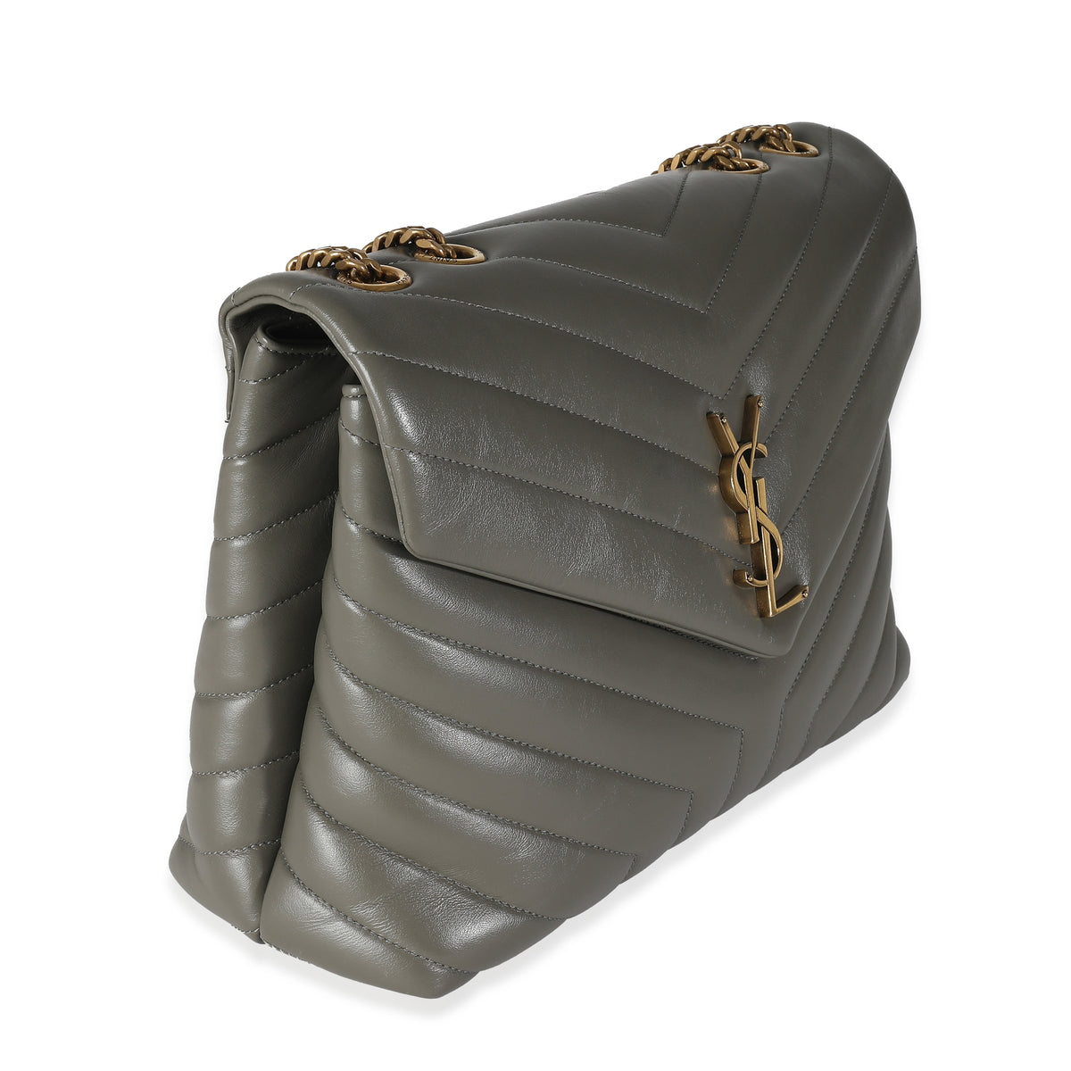 Storm Grey Quilted Calfskin Medium Loulou Bag