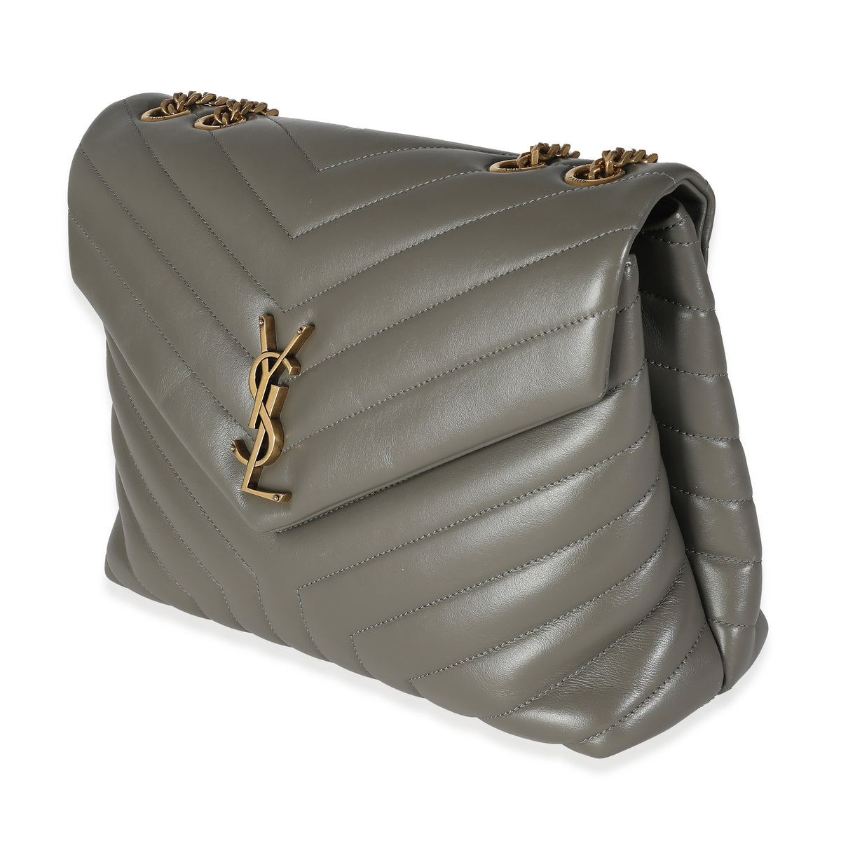 Storm Grey Quilted Calfskin Medium Loulou Bag