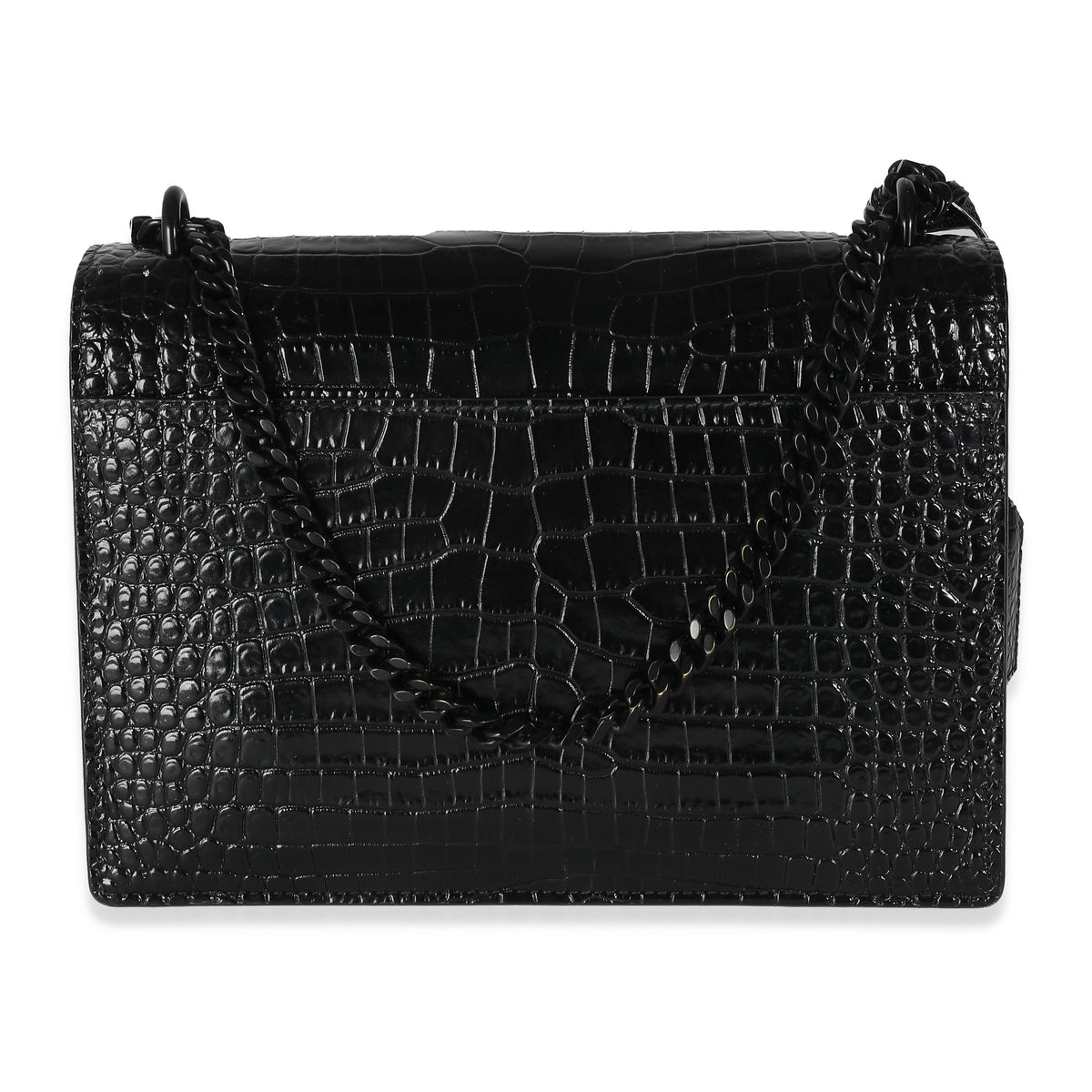 Black Croc Embossed Calfskin Medium Sunset