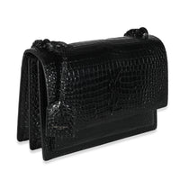 Black Croc Embossed Calfskin Medium Sunset