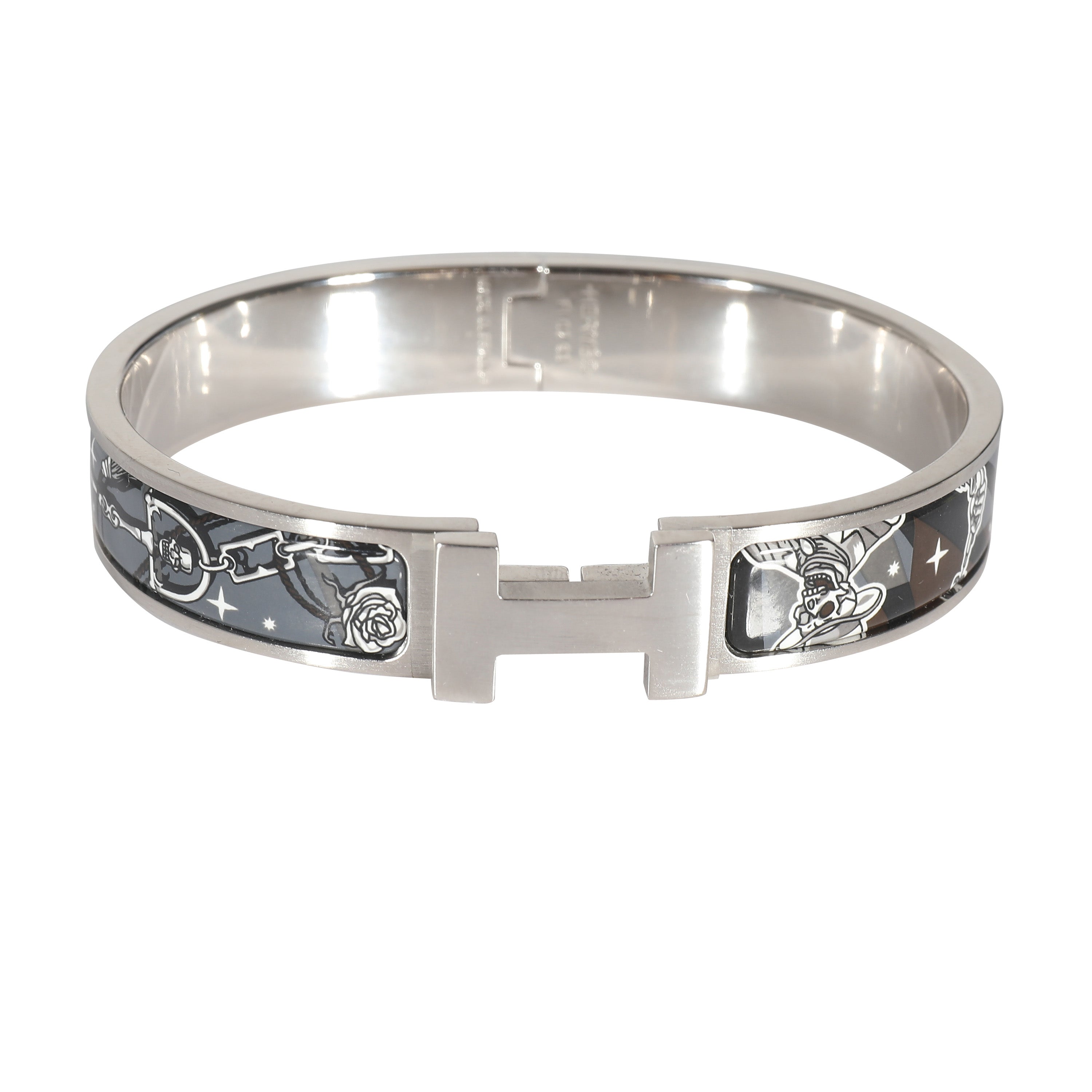 Hermès Grand Classique C'est La Fete Brushed Palladium Enamel Clic