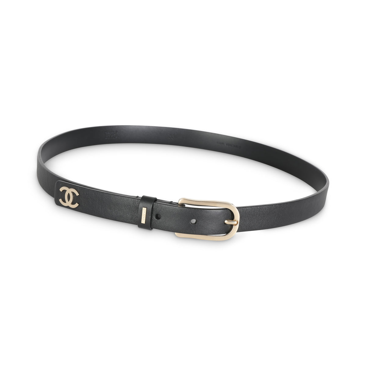 B15 Black Calfskin CC Buckle Belt