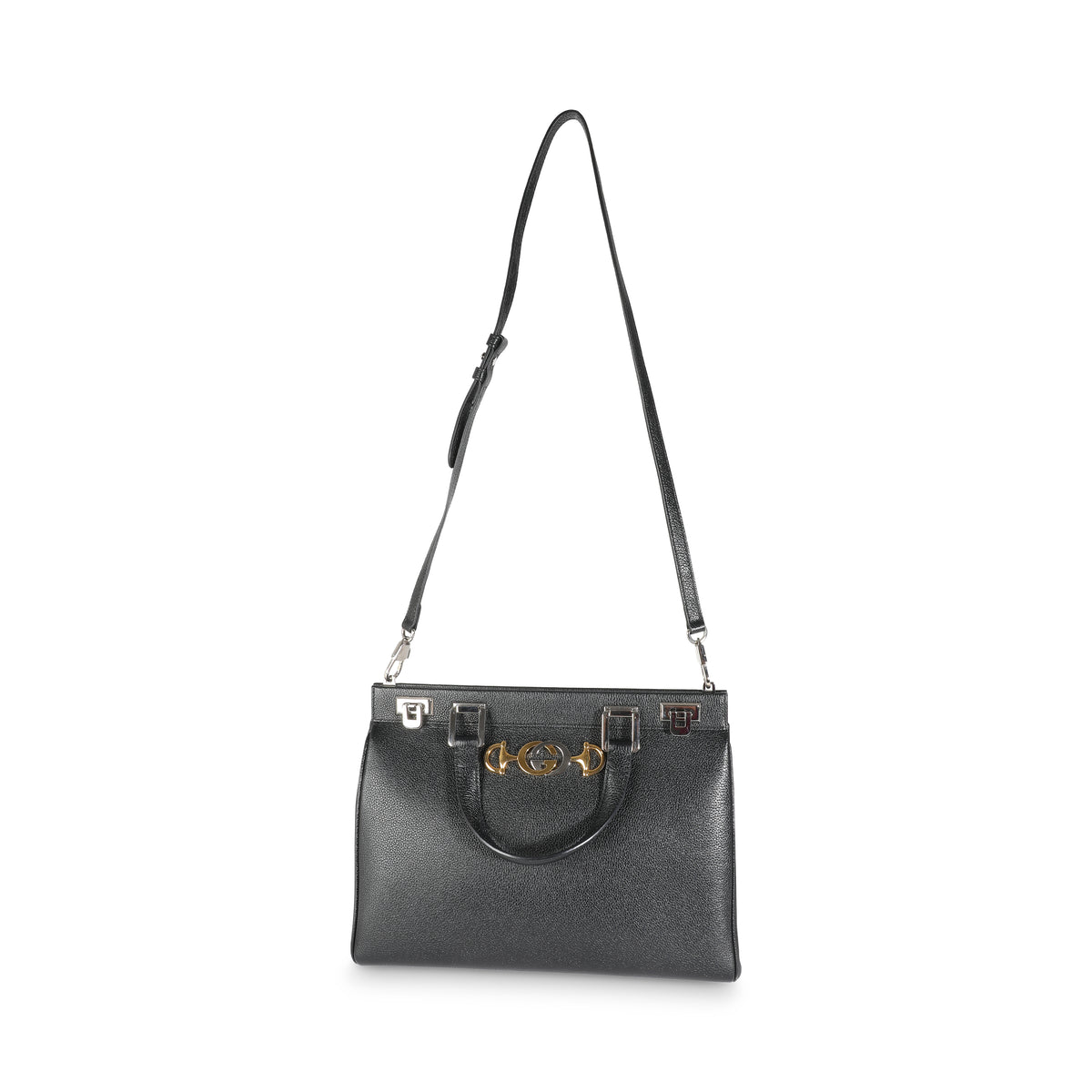 Black Pebbled Calfskin Medium Zumi Top Handle Tote