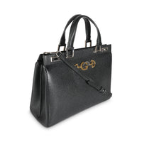 Black Pebbled Calfskin Medium Zumi Top Handle Tote