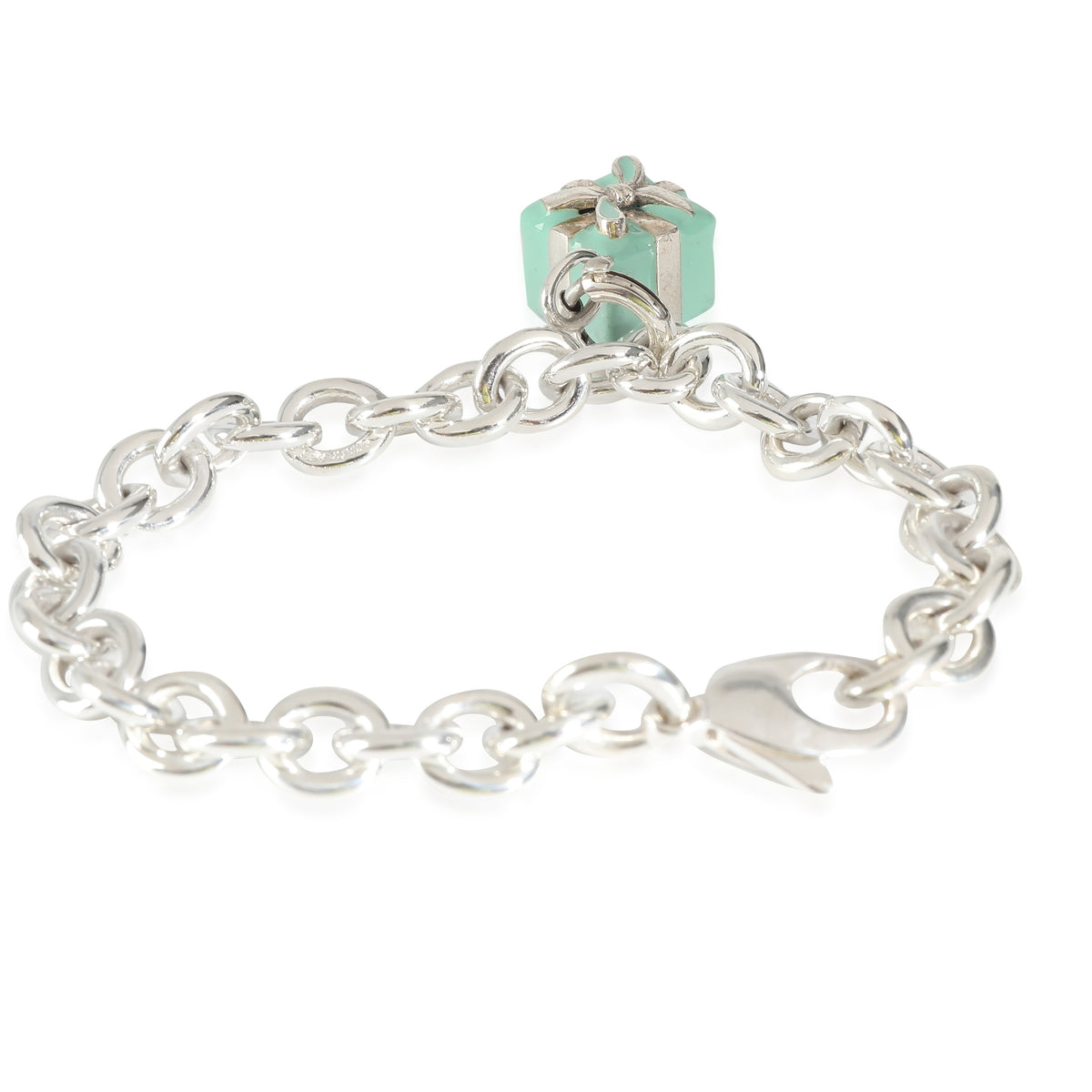 Charm Bracelet With Tiffany Present Charm in Sterling Silver