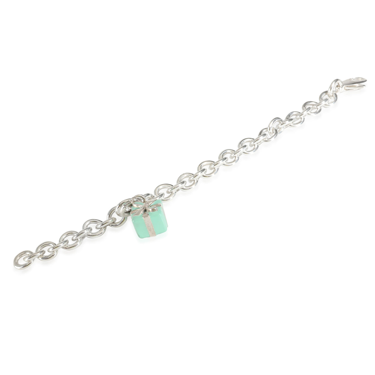 Charm Bracelet With Tiffany Present Charm in Sterling Silver