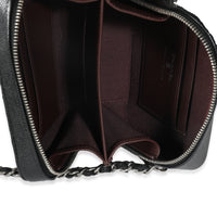 Black Quilted Caviar Square Zip Around Camera Bag