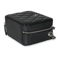 Black Quilted Caviar Square Zip Around Camera Bag