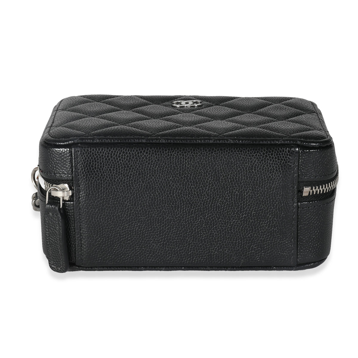 Black Quilted Caviar Square Zip Around Camera Bag