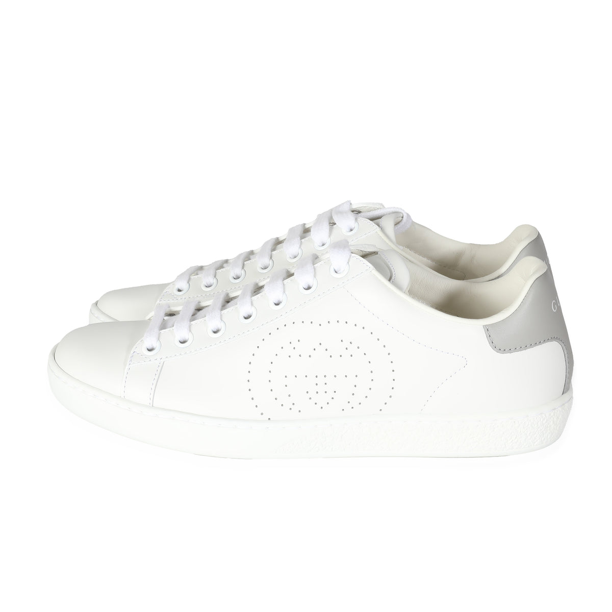 White Calfskin Perforated G Sneakers 36