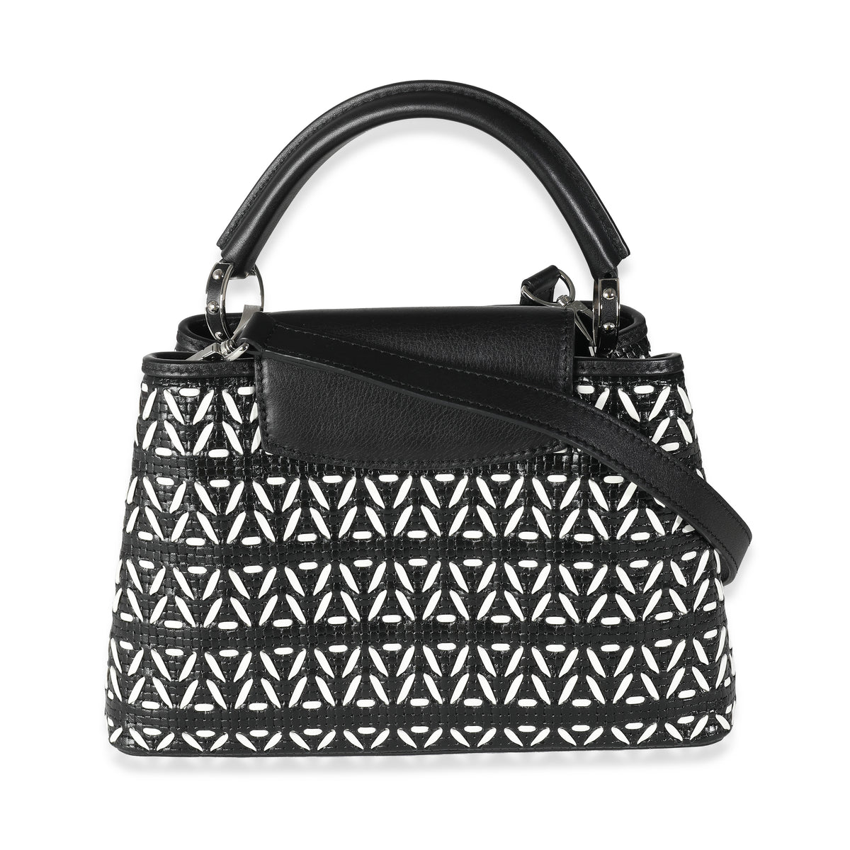 Black White Woven Calfskin Tressage Capucines BB