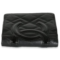 Black Quilted Lambskin Cambon Compact Wallet