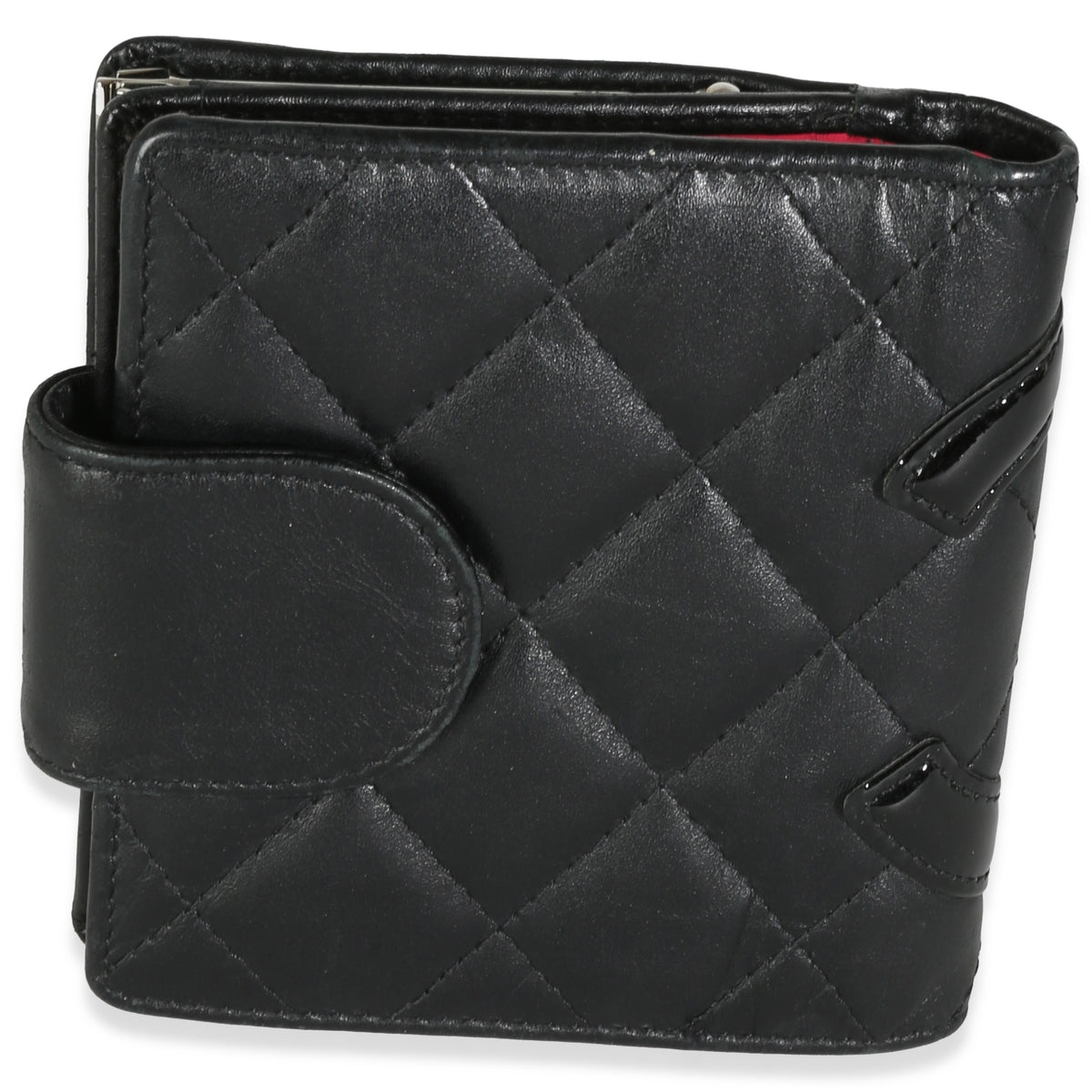 Black Quilted Lambskin Cambon Compact Wallet