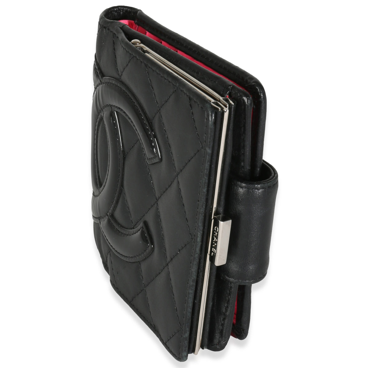 Black Quilted Lambskin Cambon Compact Wallet