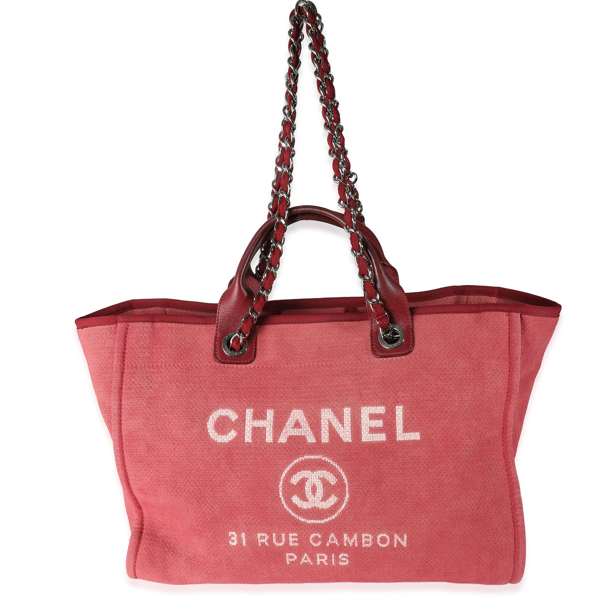 Red Canvas Medium Deauville Tote