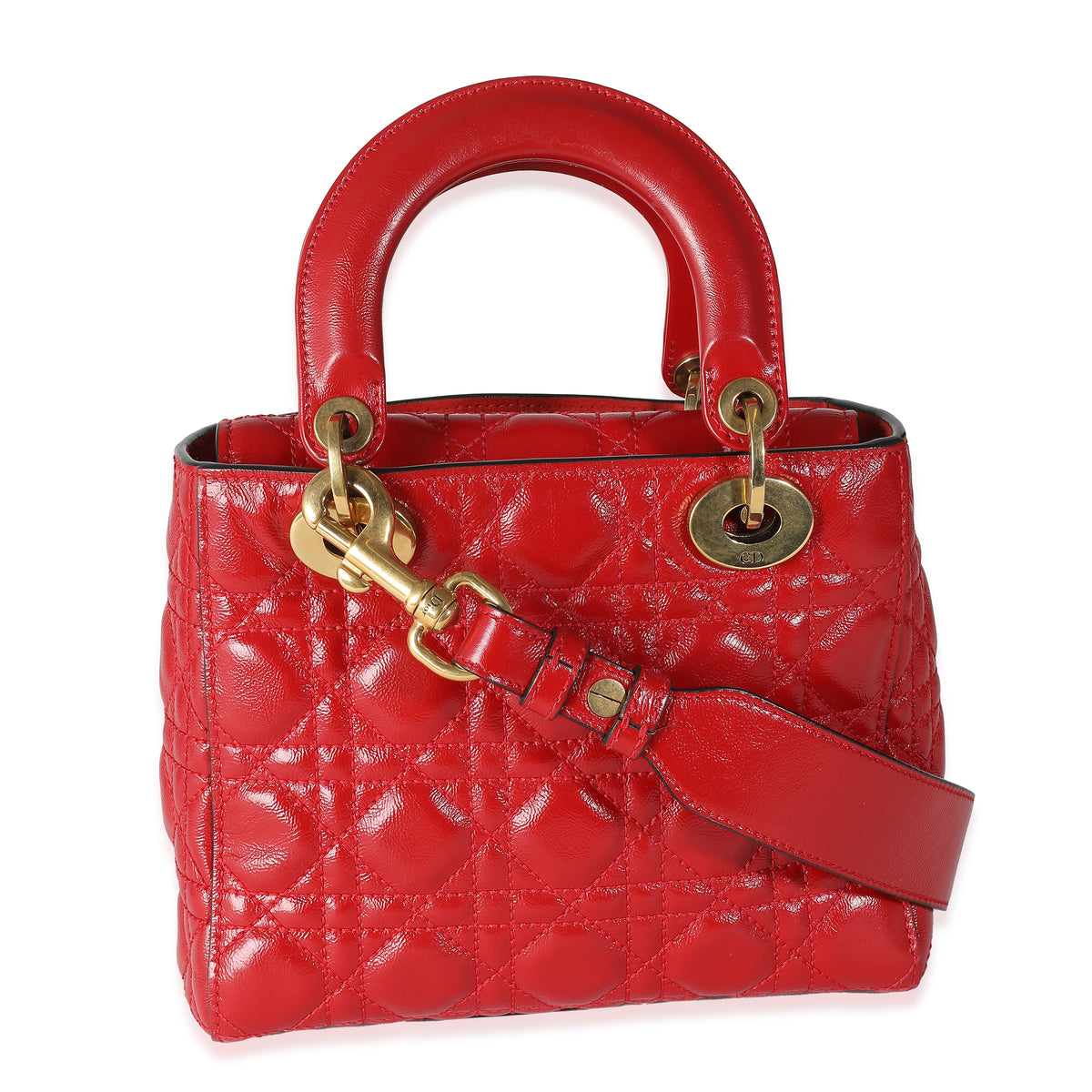 Red Crinkled Patent Cannage Small Lucky Badges My Lady Dior