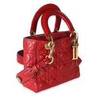 Red Crinkled Patent Cannage Small Lucky Badges My Lady Dior