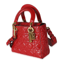 Red Crinkled Patent Cannage Small Lucky Badges My Lady Dior