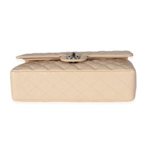 Beige Quilted Caviar Medium Classic Double Flap Handbag