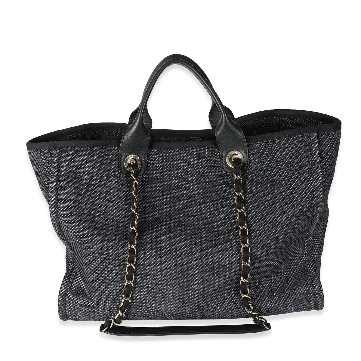 Dark Navy Mixed Fibers Large Deauville Tote