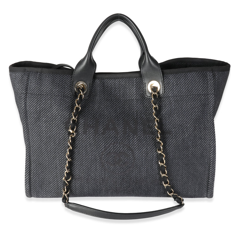 Dark Navy Mixed Fibers Large Deauville Tote