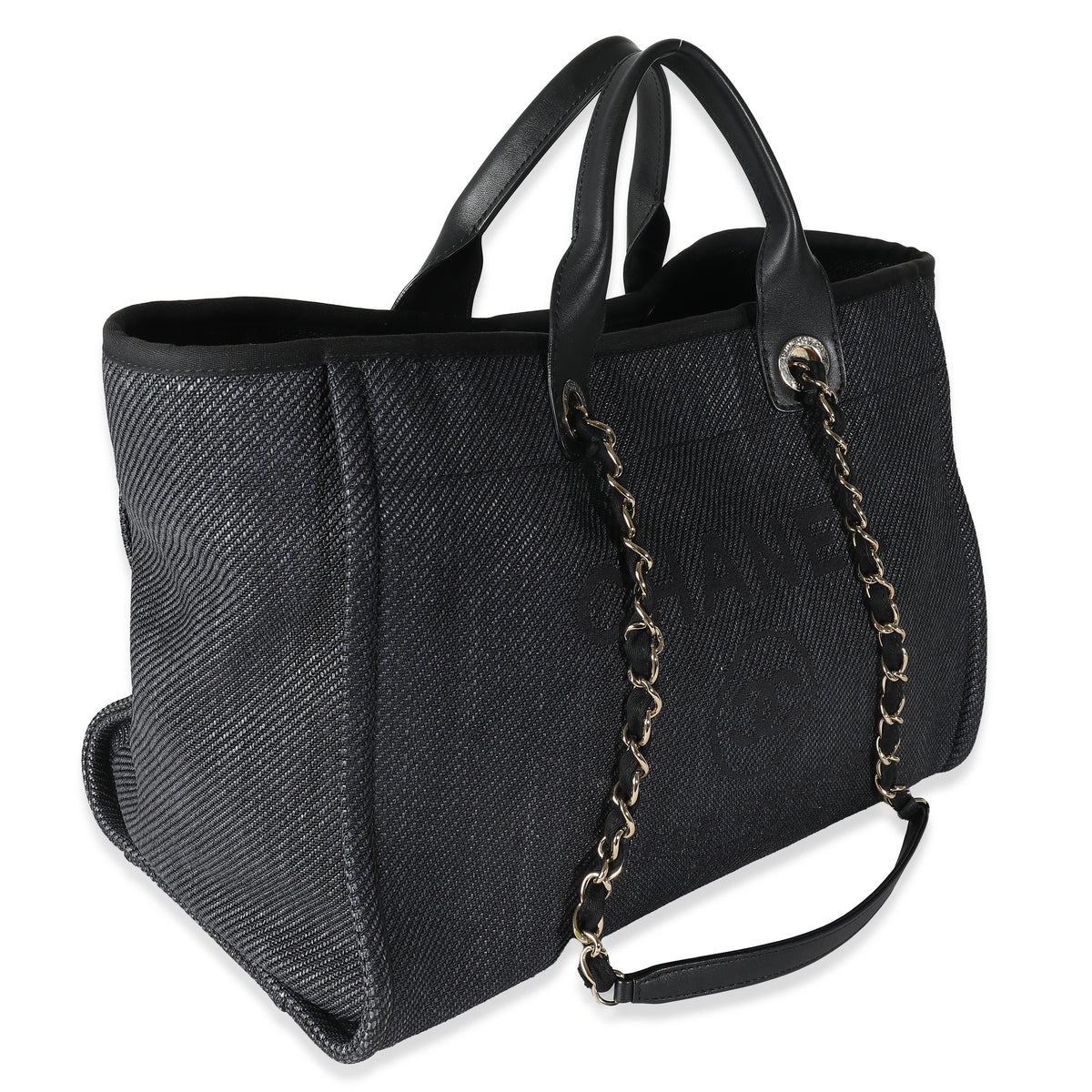 Dark Navy Mixed Fibers Large Deauville Tote