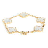 Alhambra Mother Of Pearl Bracelet in 18k Yellow Gold