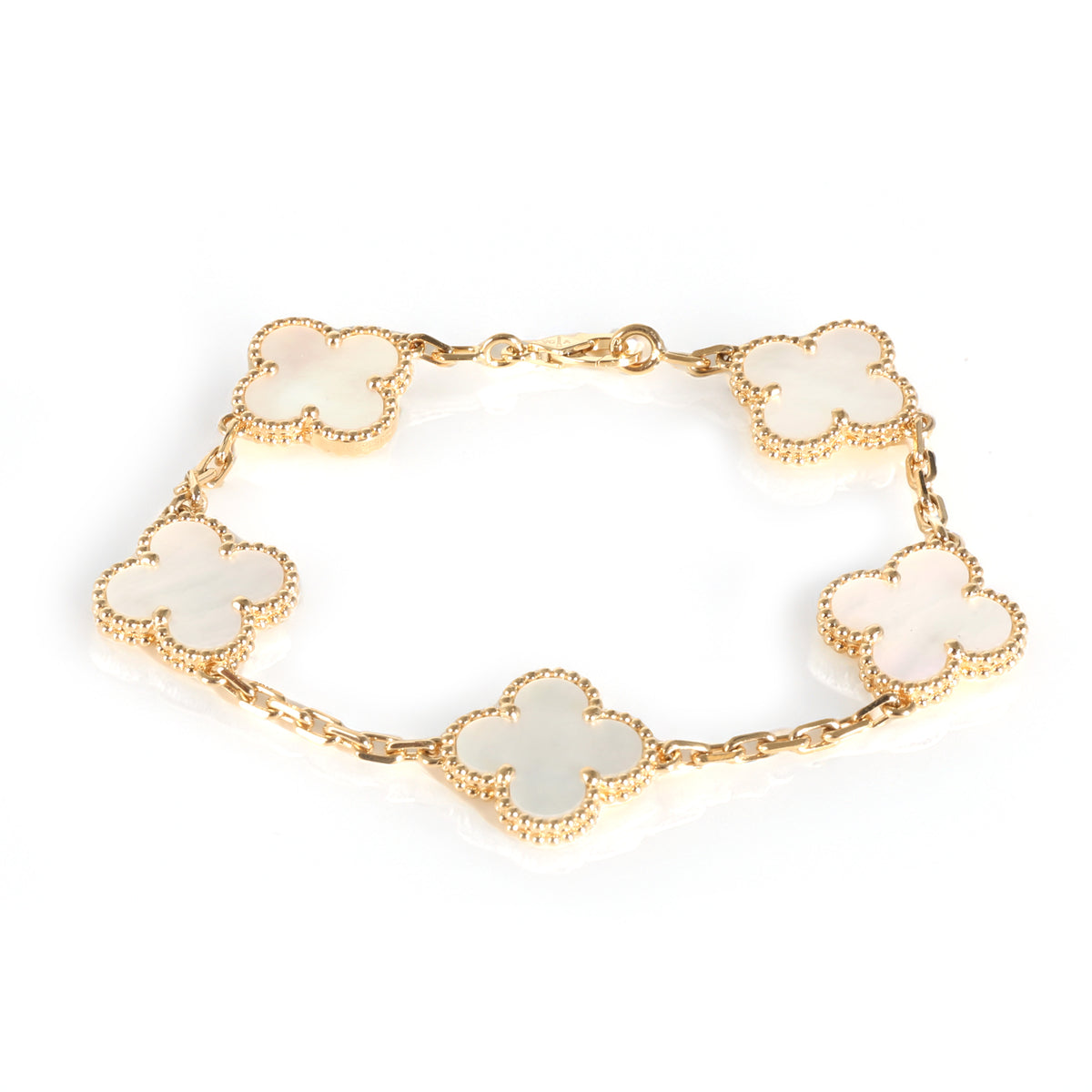 Alhambra Mother Of Pearl Bracelet in 18k Yellow Gold