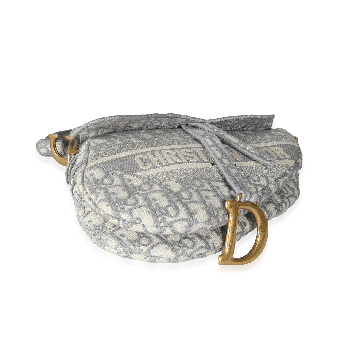 Grey Oblique Canvas Medium Saddle Bag