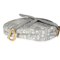 Grey Oblique Canvas Medium Saddle Bag