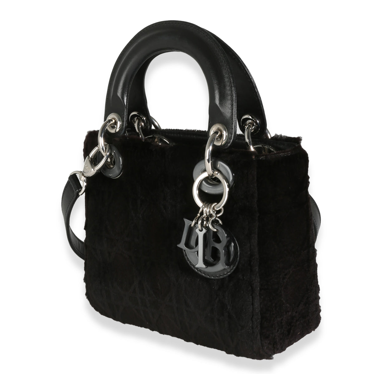 Black Fur Cannage Mini Lady Dior