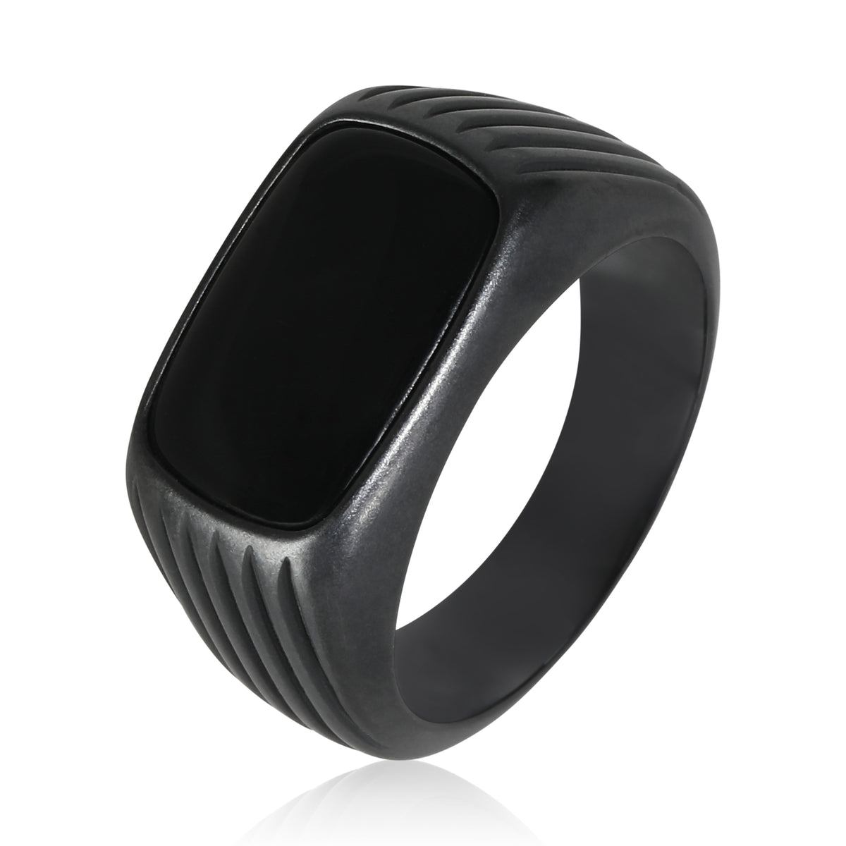 Royal Cord Onyx Fashion Ring in  Titanium