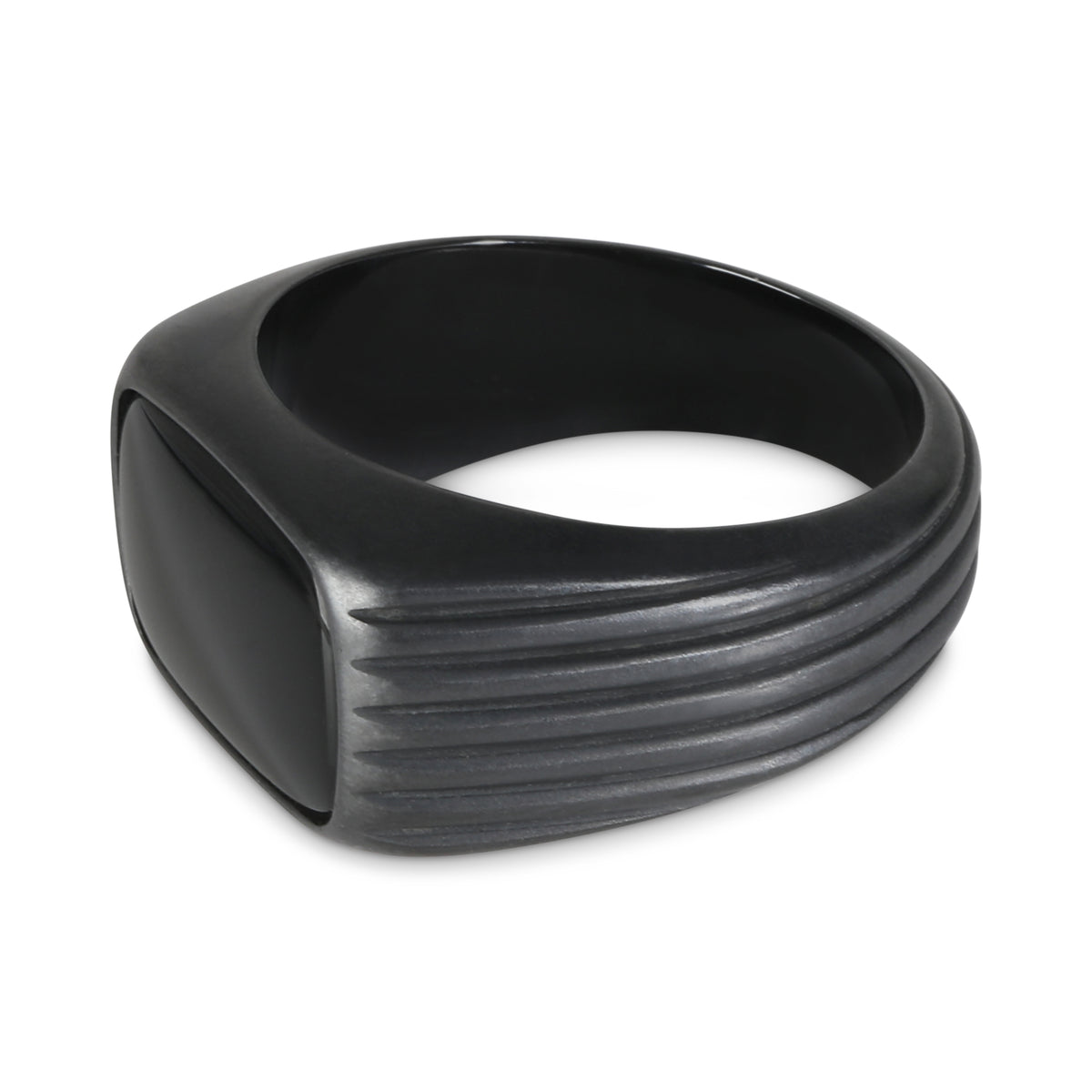 Royal Cord Onyx Fashion Ring in  Titanium