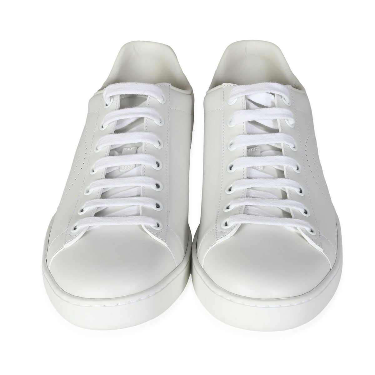 White Calfskin Perforated Interlocking G Ace Sneakers 40