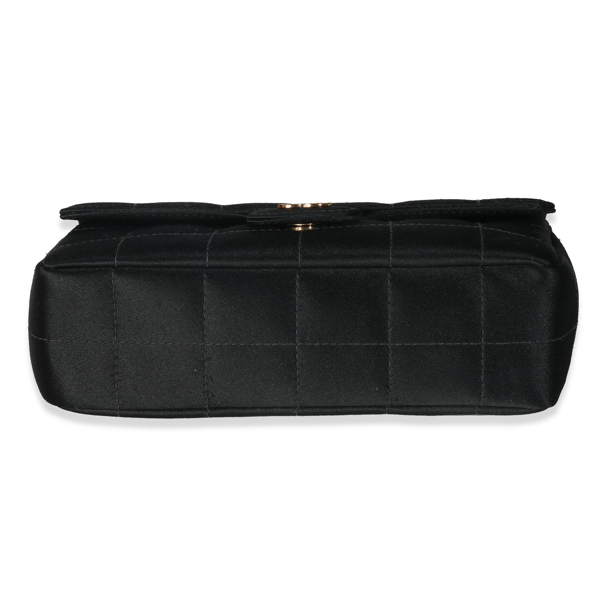 Black Quilted Satin Mini Chocolate Bar Flap Bag