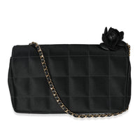 Black Quilted Satin Mini Chocolate Bar Flap Bag