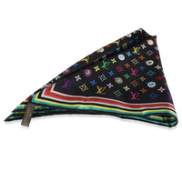 Black Multicolor Silk Murakami Eye Love Scarf