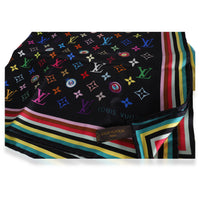 Black Multicolor Silk Murakami Eye Love Scarf