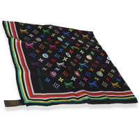 Black Multicolor Silk Murakami Eye Love Scarf