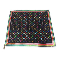 Black Multicolor Silk Murakami Eye Love Scarf