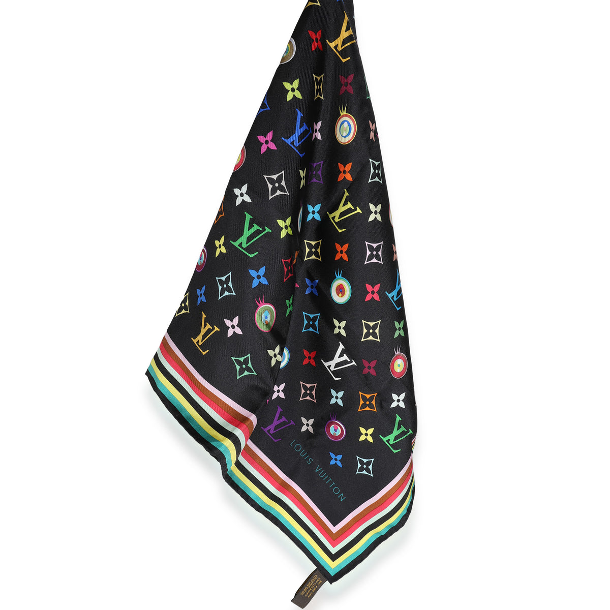 Black Multicolor Silk Murakami Eye Love Scarf