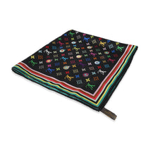 Black Multicolor Silk Murakami Eye Love Scarf