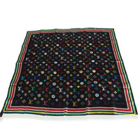 Black Multicolor Silk Murakami Eye Love Scarf