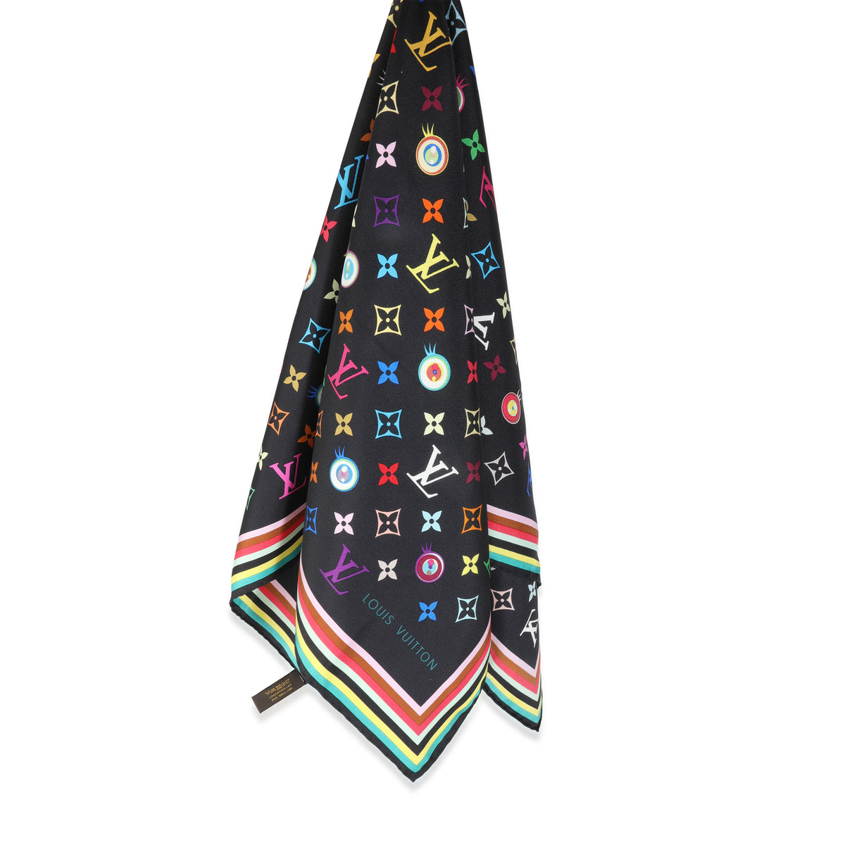 Black Multicolor Silk Murakami Eye Love Scarf
