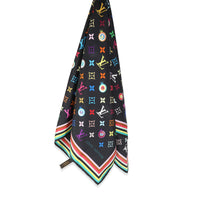 Black Multicolor Silk Murakami Eye Love Scarf